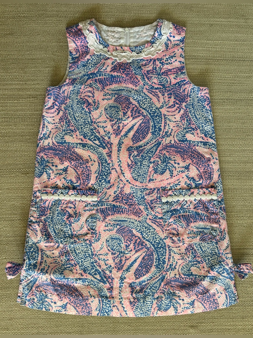 Lilly Pulitzer classic coastal blue pink short sleeve shift dress girls size 8‎